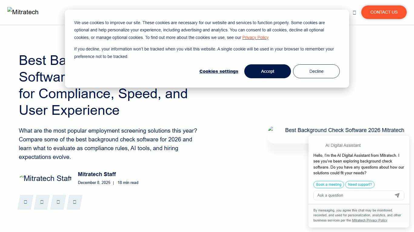 Best Background Check Software 2026: Top Vendors for Compliance, Speed, and User Experience Mitratech